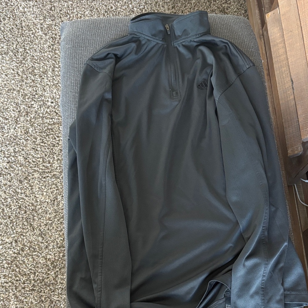 adidas Charcoal Quarter-Zip Athletic Pullover